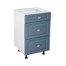 Corp inferior 50 cu 3 sertare metalice greutate Zebra MDF Albastru